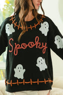 Spooky Sequin Ghost Oversized Halloween Sweater