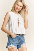 Pintuck Tie-Front Babydoll Tank-4