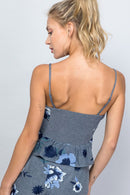 Floral Embroidered Corset Tank with Lace-Up Front-4