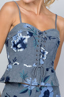 Floral Embroidered Corset Tank with Lace-Up Front-3
