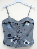 Floral Embroidered Corset Tank with Lace-Up Front-5