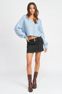 Collared Cable Knit Boxy Sweater