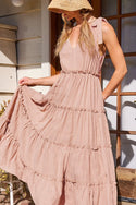 Textured Ruffle Midi Dress