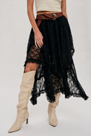 Lace Tiered Midi Skirt-3