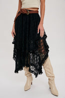 Lace Tiered Midi Skirt-5