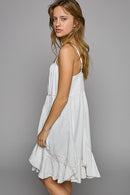 Square neck sleeveless embroidery mini dress-3