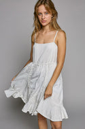 Square neck sleeveless embroidery mini dress