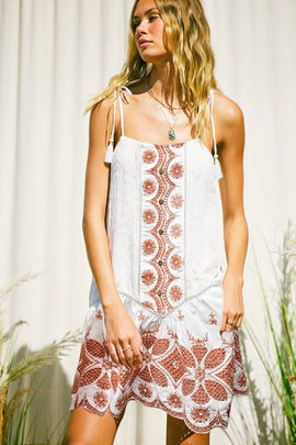Embroidery Mini Dress