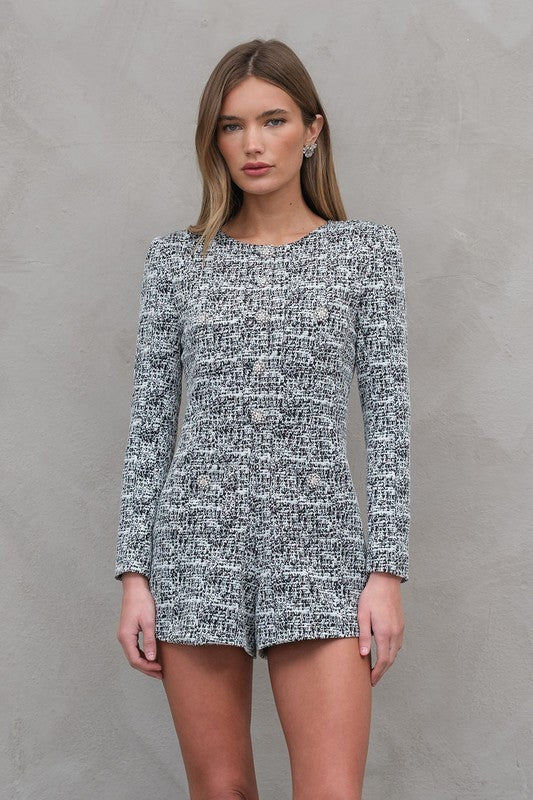 Black and White Jaquard Romper