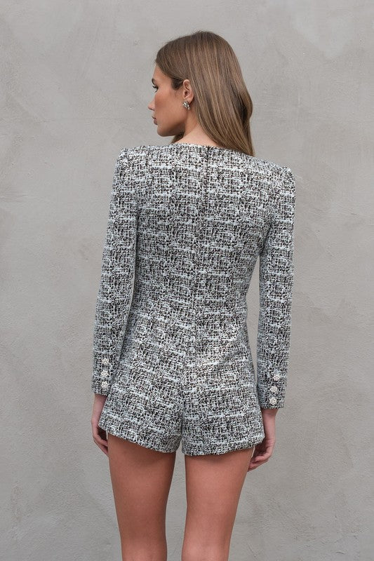 Black and White Jaquard Romper
