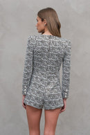 Black and White Jaquard Romper-8