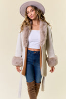 Faux Fur Trimmed Hood and Sleeve Jacket-3