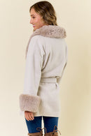 Faux Fur Trimmed Hood and Sleeve Jacket-1