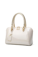 Patent Leather Evening Tote Bag with Gold Handles-3