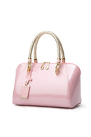 Patent Leather Evening Tote Bag with Gold Handles-4