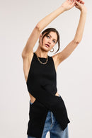 Criss-Cross Waist Wrap Cut-Out Sweater Top-4