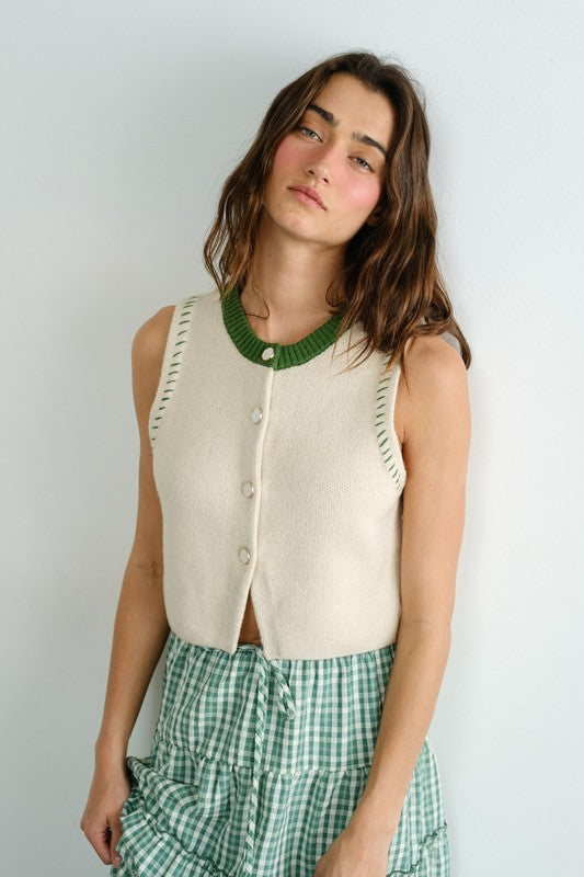 Contrast Stitch Detail Sweater Vest