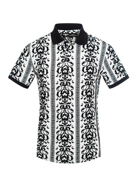 Velvet Flocked Polo - White