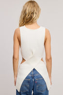 Criss-Cross Waist Wrap Cut-Out Sweater Top-3