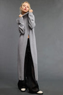 Turtleneck Tunic Sweater Dress with Front Slit-3