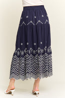 Embroidered Tiered Midi Skirt-4