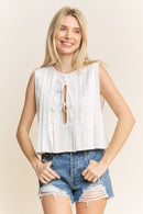 Pintuck Tie-Front Babydoll Tank-2