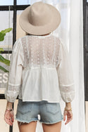 SOLID PUFF SLEEVES PEASANT BLOUSE