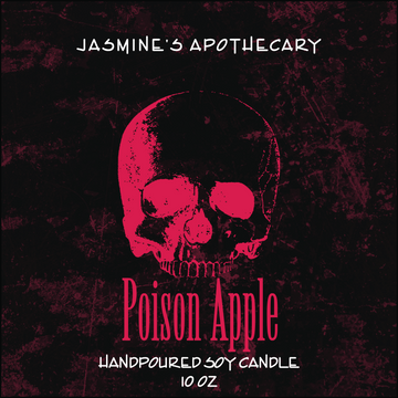 Poison Apple Candle with apple, cinnamon, pomegranate, and patchouli fragrance