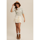 Black Lace Tiered Ruffle Shorts with Scalloped Hem-4