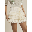 Black Lace Tiered Ruffle Shorts with Scalloped Hem-5