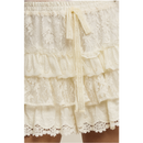 Black Lace Tiered Ruffle Shorts with Scalloped Hem-6