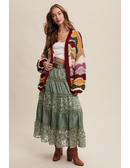 Floral Embroidered Tiered Maxi Skirt with Scalloped Hem-4