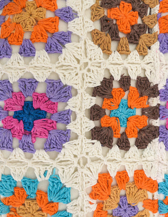 Pastel Crochet Shoulder Bag with Magnetic Flap Closure