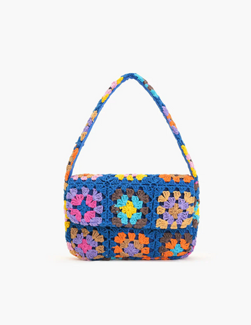 Buy blue Pastel Crochet Shoulder Bag with Magnetic Flap Closure