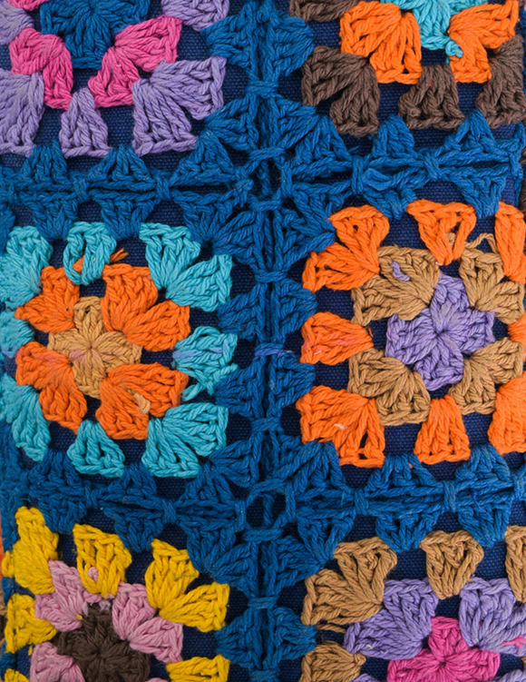 Pastel Crochet Shoulder Bag with Magnetic Flap Closure