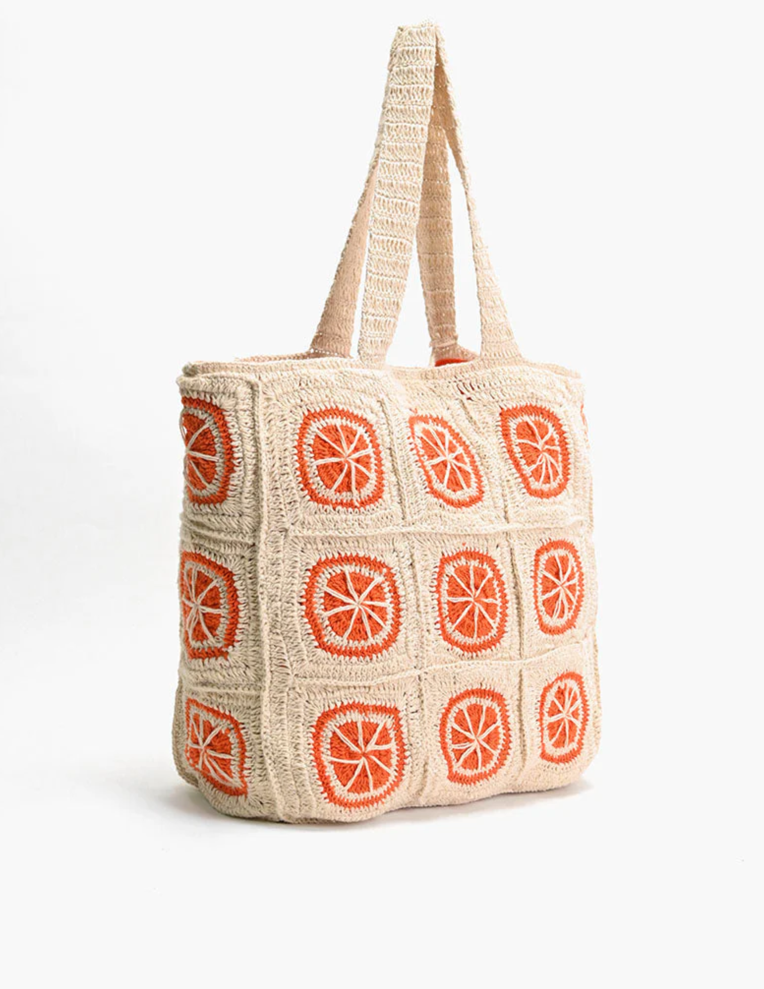 Orange Crochet Beach Tote - 0