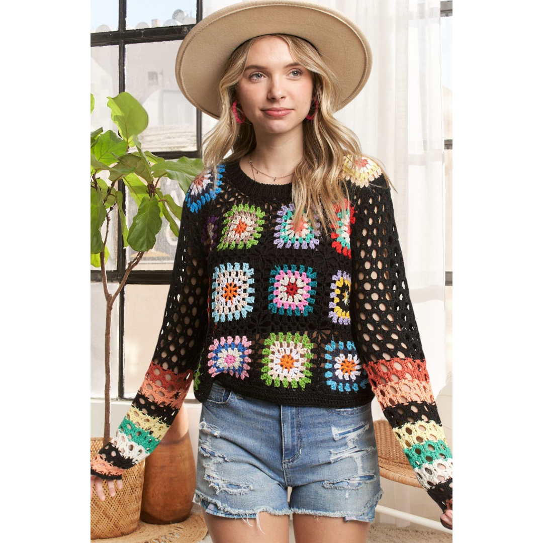 Multi-Color Crochet Sweater