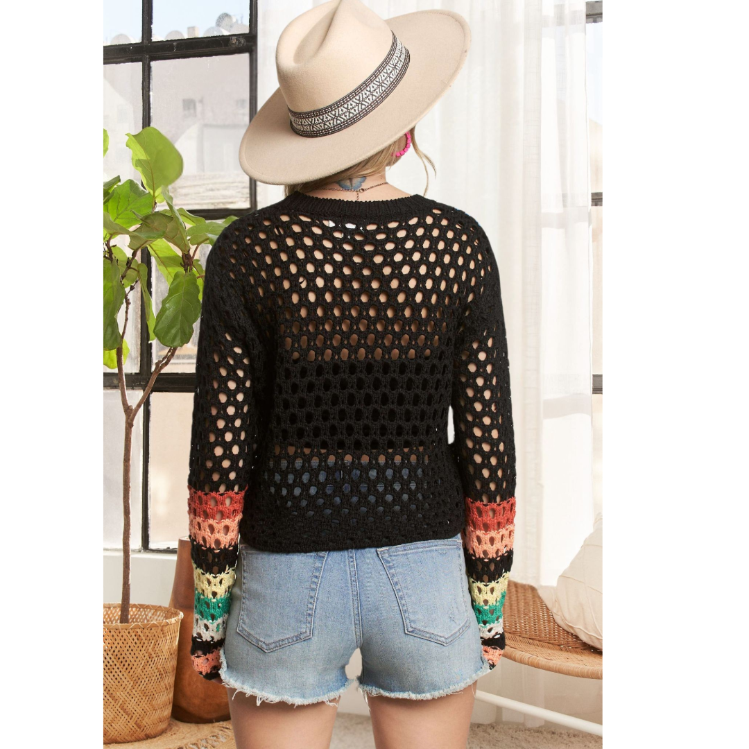Multi-Color Crochet Sweater