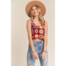 Multi-Color Crochet Crop Tank Top-7