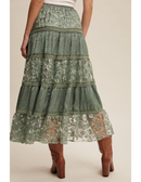 Floral Embroidered Tiered Maxi Skirt with Scalloped Hem-6