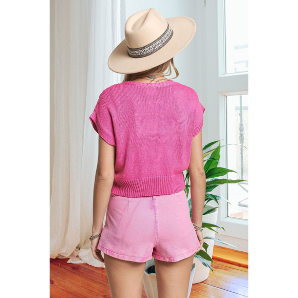 Multi-Color Crochet Vest Top – Drop Shoulder