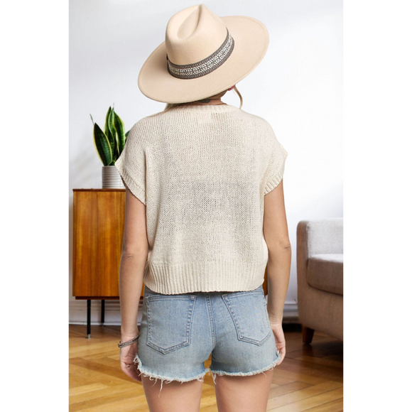 Multi-Color Crochet Vest Top – Drop Shoulder