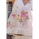 Floral Eyelet Flowy Cami with Adjustable Straps-3