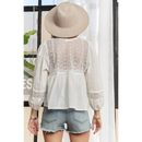 Solid Long Sleeve Peasant Blouse – Cotton Linen Blend-6