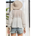 Solid Long Sleeve Knit Peasant Blouse