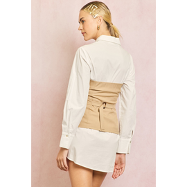 Button Front Tube Top with Split Hem