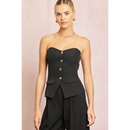 Button Front Tube Top with Split Hem-4