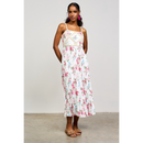 Printed Crochet Patch Pleated Dress-3