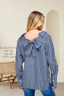 Oversized Stripe Back Bow Shirt-4