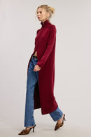 Turtleneck Tunic Sweater Dress with Front Slit-2
